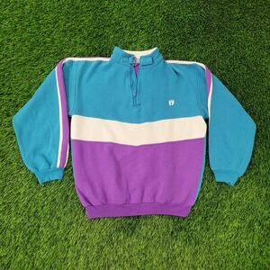 Vintage 90s MOD Hang-Ten Sweater Womens Large 20x22 Blue